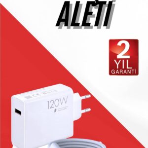 120W Şarj Aleti Hızlı Çift Turbo Şarj Aleti Seti Beyaz