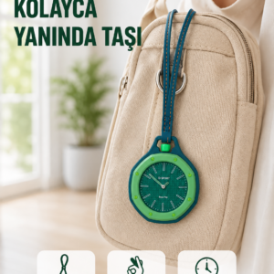 Askılı Analog Saat Pantolon Kemer ve Çanta Aksesuarı Yeşil