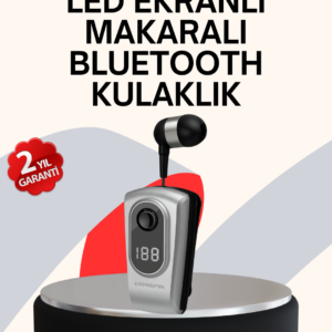 Profesyonel Bluetooth Kulaklık – Klipsli, Titreşimli, Dijital Göstergeli