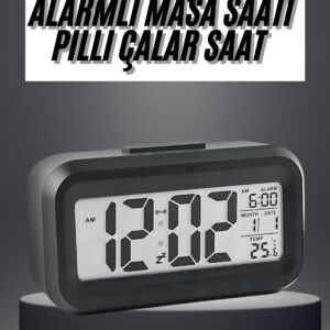 Gece Dijital Masa Saati Dijital Alarmlı Led Ekran Pilli Çalar Saat