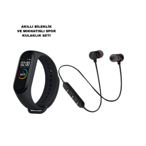 M6 Akıllı Bileklik ve Bluetooth Spor Kulaklık 2’li Set