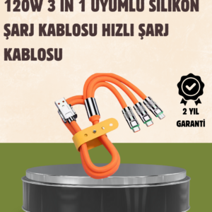 120 W Şarj ve Veri Aktarımı Kablo– 3 Başlıklı Çok Amaçlı Kablo Yüksek Hızlı