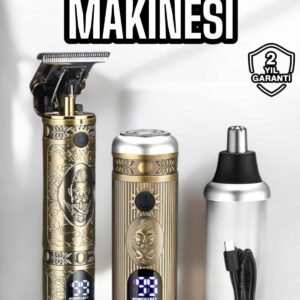 Tıraş Makinesi Üç Başlıklı Saç Sakal ve Vücut Tıraşına Uygun