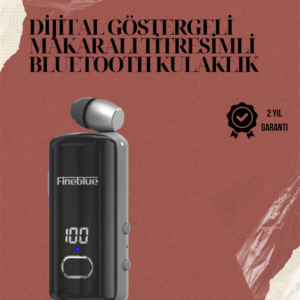 Su Geçirmez Fineblue F580 Kulaklık – Dijital Ekranlı, Klipsli, Geri Çekilebilir Kablo ve Gürültü Engelleme Özellikli