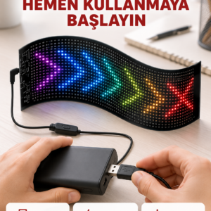 Kayan Yazı Destekli RGB LED Reklam Paneli USB ile Kolay Kurulumlu