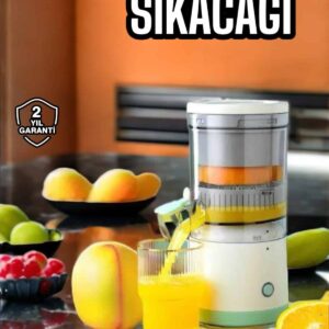 Meyve Sıkacağı USB Şarjlı Taşınabilir Çift Bıçaklı Güvenlik Kilidi