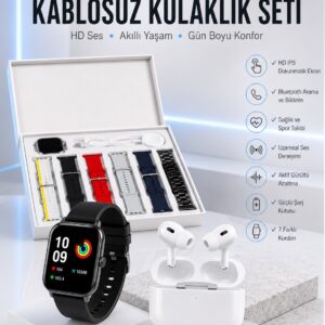 7 Kordonlu Akıllı Saat Ve Yeni Nesil Kulaklık Dokunmatik Ekran Android ve İOS Uyumlu
