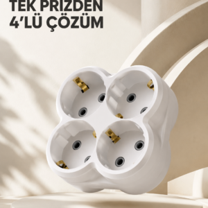 Kompakt 4’lü Priz Adaptörü Ev Ofis İçin Kablosuz Priz Çoğaltma Aparatı