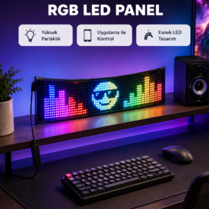 RGB LED Panel – Çok Renkli, Kumandalı, USB Bağlantılı Yazı ve GIF Gösterimli Akıllı Lamba