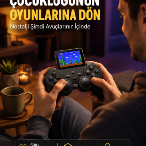 2.4 İnç HD Renkli Ekranlı 500-in-1 Taşınabilir Retro Oyun Konsolu, Kablolu TV Bağlantısı ve Uzun Pil Ömrü