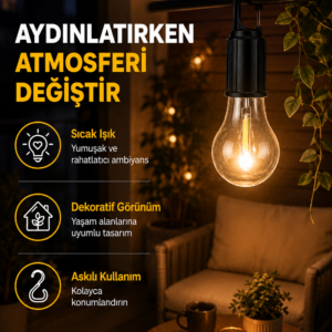 C Tipi Şarjlı Asılabilir Kamp Feneri