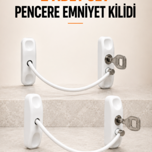 Pencere Emniyet Kilidi 2 Adet Set Kablolu Anahtarlı Pencere Açılma Sınırlayıcı