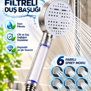 6 Modlu Filtreli Duş Başlığı Büyük Panel Su Tasarruflu Çok Fonksiyonlu Beyaz Duş Başlığı