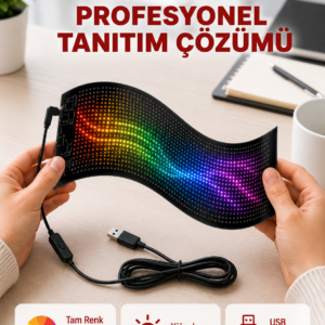 RGB Kayar Yazılı LED Reklam Ekranı – USB Bağlantılı Esnek Tasarım