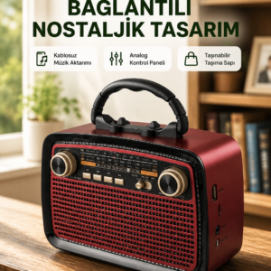 Bluetooth Bağlantılı Taşınabilir Hoparlör – FM/AM Radyo Özellikli, Şarj Edilebilir Batarya, 1 kg