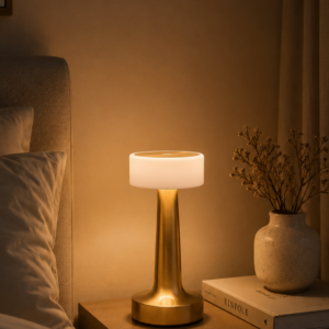 Gold Kare LED Masa Lambası Şarjlı Dimmer Kontrollü Dekoratif Işık
