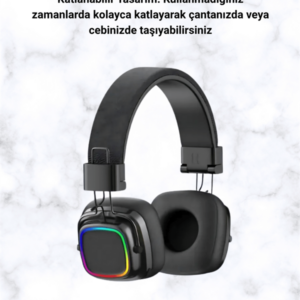 Kablosuz RGB Işıklı Katlanabilir Bluetooth Kulak Üstü Kulaklık