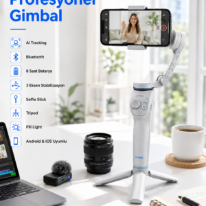 Akıllı Telefon Gimbal Sabitleyici 360° Takip Özellikli Profesyonel Video Çekim Stabilizeri
