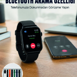 Akıllı Saat 7 Kordonlu Bluetooth Aramalı Nabız ve Dokunmatik Akıllı Saat