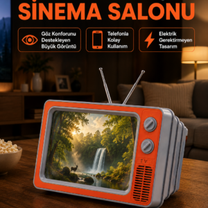 Telefon İçin 12 İnç Ekran Büyütücü Retro Televizyon Tasarımı HD Film İzleme Katlanabilir Stand