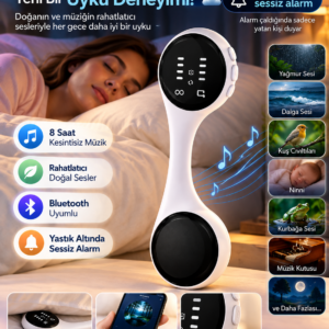 Sessiz Alarm Bluetooth Uyku Hoparlörü Yastık Altı Kullanım Rahatlatıcı Sesler 8 Saat Kesintisiz Müzik