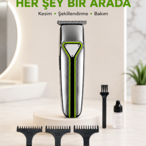 Profesyonel Saç Sakal Tıraş Makinesi T Bıçaklı Şarjlı Kablosuz 3 Taraklı Erkek Bakım Seti
