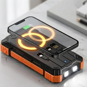 Solar Destekli Powerbank 20000 mAh Yüksek Kapasiteli Kablosuz Şarjlı Taşınabilir Batarya