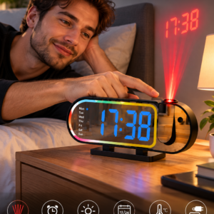 Modern LED Masa Saati Dijital Ekranlı Alarm Parlaklık Ayarlı 12 24 Saat Sıcaklık Göstergeli