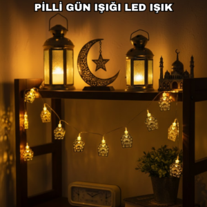 Ramazan ve Bayram Dekoratif LED Işık Cami Figürlü Sıcak Sarı Aydınlatma