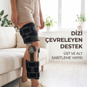 Ayarlanabilir Açı Kontrollü Dizlik Yan Destekli Menteşeli Diz Sabitleme Aparatı