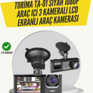 TA-01 3 Kameralı 1080P Araç Kamerası Siyah