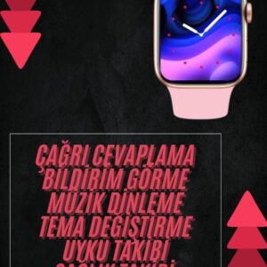 Pembe Akıllı Saat 49mm iOS & Android Uyumlu Arama Özellikli