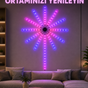 RGB LED Dekoratif Duvar Lambası İç Mekân Telefon Kontrollü Ortam Aydınlatması