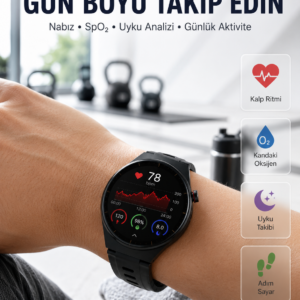 Bluetooth Konuşma Özellikli Akıllı Saat AMOLED Ekran, Sağlık Takibi ve 3 Farklı Kordon