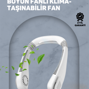 USB Şarjlı Giyilebilir Fan | 5 Kademeli Rüzgar Hızı, Sessiz Turbo Soğutma, 360° Hava Sirkülasyonu