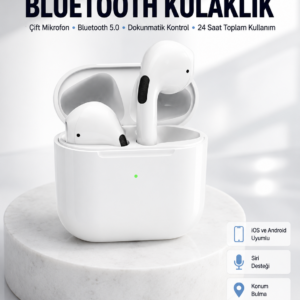 Yeni Nesil Bluetooth Kulaklık Beyaz Çağrı Cevaplayabilen Kablosuz