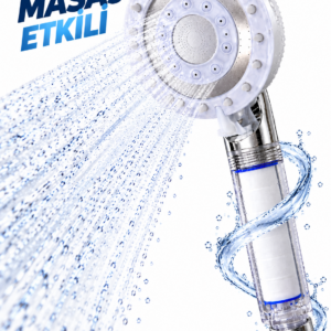Filtreli Duş Başlığı Masaj Etkili 5 Su Akışlı Yağmur Sis Geniş Karışık Akışlı Beyaz
