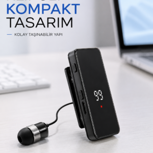 Dijital Ekranlı Bluetooth Kulaklık Tek Kulaklıklı Klipsli Kompakt Tasarım