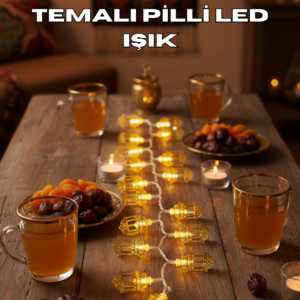 Ramazan Işıkları Pilli Altın Fener Tasarımlı Dekoratif LED Aydınlatma
