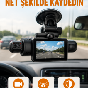 Araç İçi ve Ön Kameralı 3 İnç IPS Ekranlı Full HD Güvenlik Kamerası
