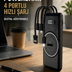 Hızlı Şarj Dijital Göstergeli Powerbankli Çoklu Şarj Özelliği