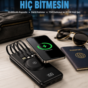 Kompakt Tasarım, Güçlü Performans – 10000mAh Kablosuz Powerbank