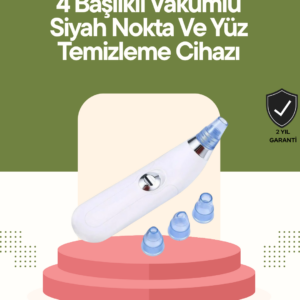 USB Destekli 4 Başlıklı Siyah Nokta Vakum Cihazı – Gözenek Temizleyici ve Cilt Yenileyici Bakım Aleti