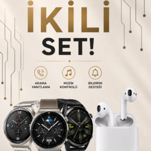 Akıllı Saat ve Kulaklık Seti Dokunmatik Ekran 5.0 Bluetooth Bağlantılı Sesli Görüşme