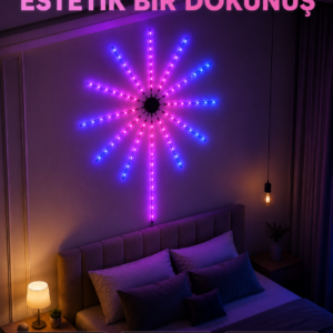 Telefon Kontrollü RGB Fireworks LED Işık Çok Renkli Dekoratif Duvar Lambası