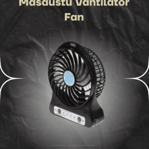 Şarjlı USB Fan – Masaüstü Mini Vantilatör, Taşınabilir, Işıklı, 3 Kademeli, Sessiz
