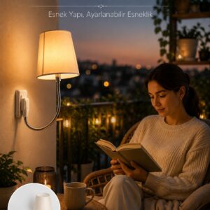 Priz Lambası Esnek Kollu Yatak Başı Aydınlatma