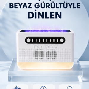 Simüle Alev Efektli Kablosuz Hoparlör Zamanlayıcılı Gece Lambası