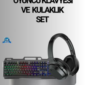 Işıklı Oyuncu Klavye Mouse ve Bluetooth Kulaklık Seti Türkçe Q USB
