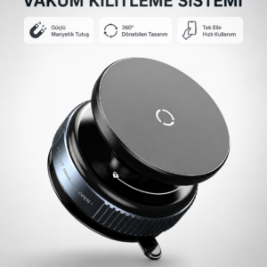 Mıknatıslı Araç Telefon Tutucu Vakum Teknolojili 360° Ayarlanabilir